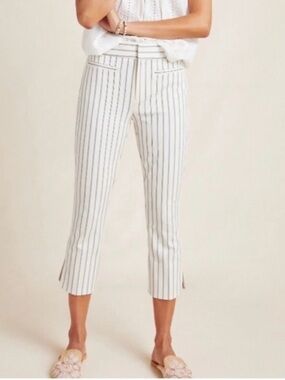 Anthropologie The Essential Slim Stripe Crop Pant NWT 12